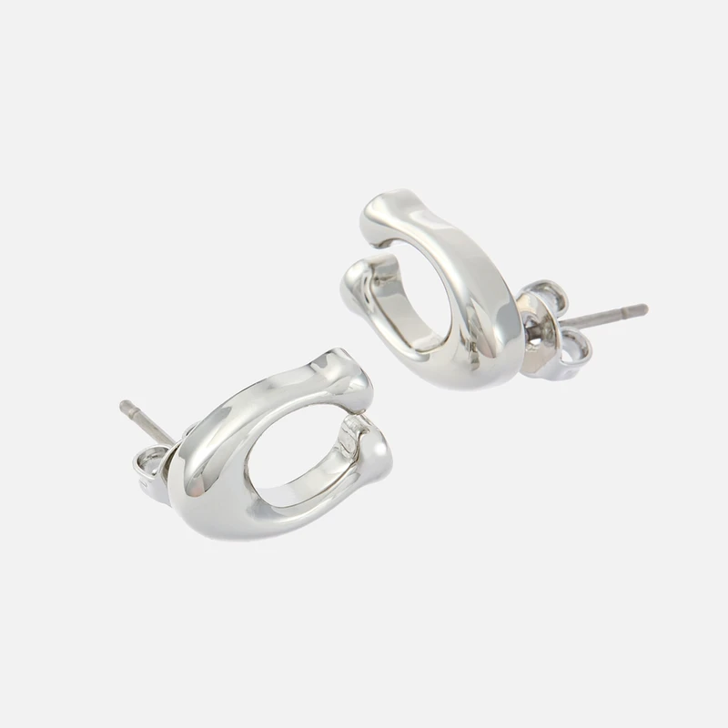 Image of Coach Bubble C Rhodium Stud Earrings Silver female 37369816RHO030