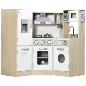 image of Kids Kitchen Playset w/ Storage Space, Phone, Microwave, Oven