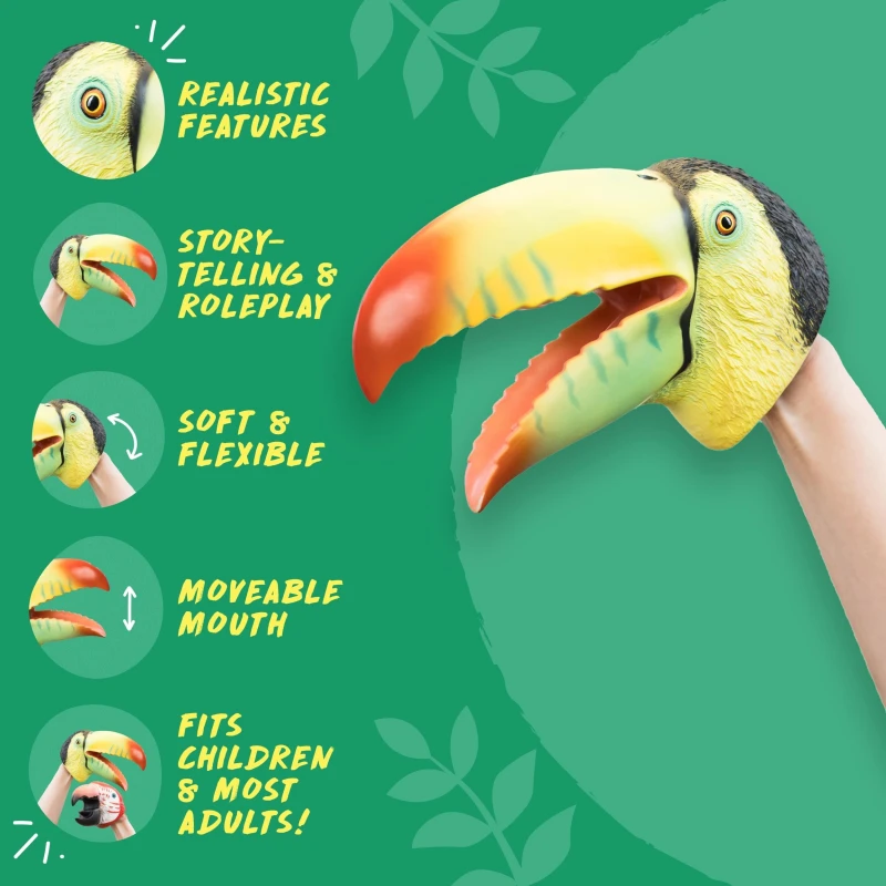 Image of Wild Thingz Hand Puppet - Green Toucan Multi unisex