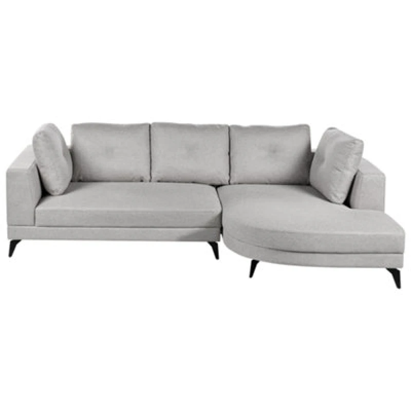 Image of Beliani Corner Sofa 3 Seater Marum Faux Linen Grey Left Hand
