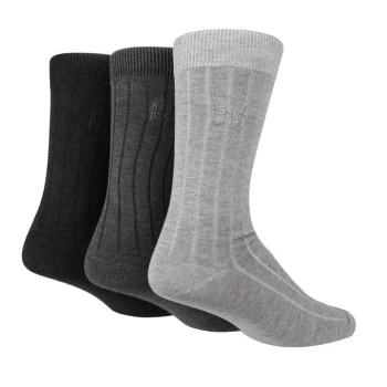 Image of Pringle Ribbed Bamboo 3 Pack Socks - Grey