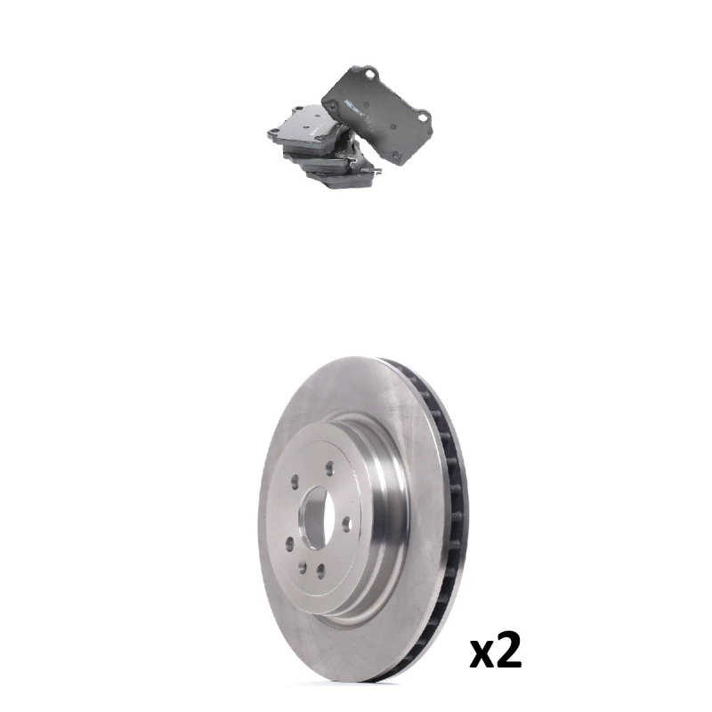 Image of RIDEX 3405B1880 Brake disc and pads set Rear Axle, Brake Disc Type: internally vented, with acoustic wear warning Brake Set,disc brakes (3405)