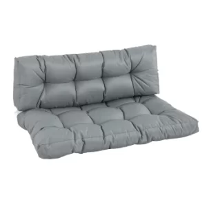 Image of Outsunny 2Pcs Garden Tufted Pallet Cushion Seat Pad Back Cushion Patio for Indoor Outdoor Use, Dark Grey
