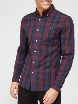 Image of Farah Brewer Tartan Long Sleeve Shirt - Red