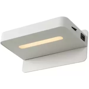 Image of Lucide ATKIN - Bedside Lamp - LED - 1x6W 3000K - With USB charging point - White