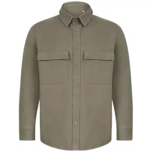 image of Front Row Mens Cotton Drill Overshirt (L) (Khaki)