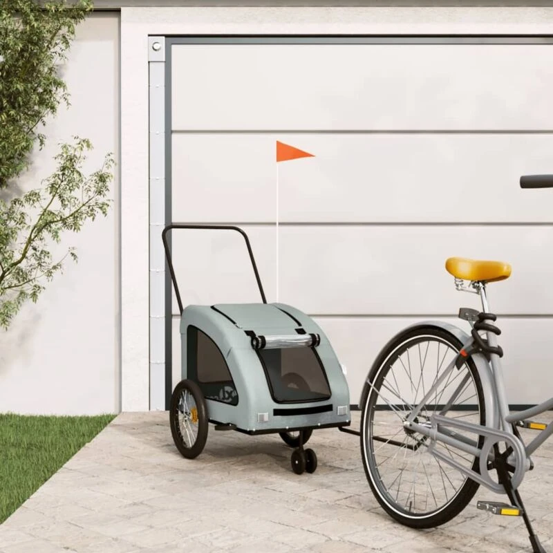 Image of VIDAXL Pet Bike Trailer Grey Oxford Fabric and Iron Vidaxl 8720845770716