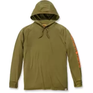 Image of Carhartt Mens Fishing Hooded Fast Drying Long Sleeve T Shirt L - Waist 36-38' (91-97cm)