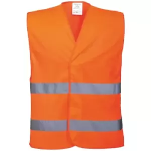 Image of Portwest Unisex High Visibility Two Band Safety Work Vest (Pack of 2) (LXL) (Orange) - Orange