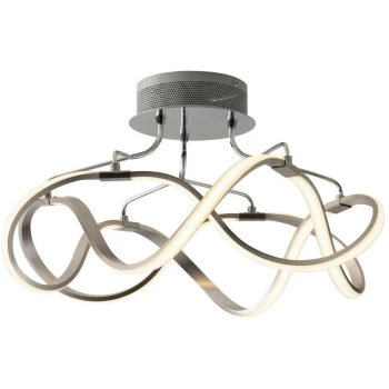 image of Fan Europe Flight - Integrated LED Semi Flush Ceiling Light, Nickel, 4000K