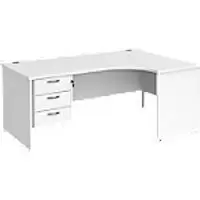 image of Dams International Right Hand Ergonomic Desk MP18ERP3WH 1,800 x 1,200 x 725 mm