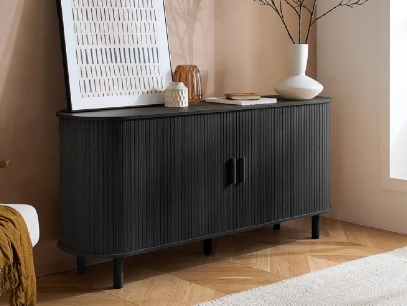 Image of Birlea Black Axel 2 Door Fluted Sideboard Birlea Black
