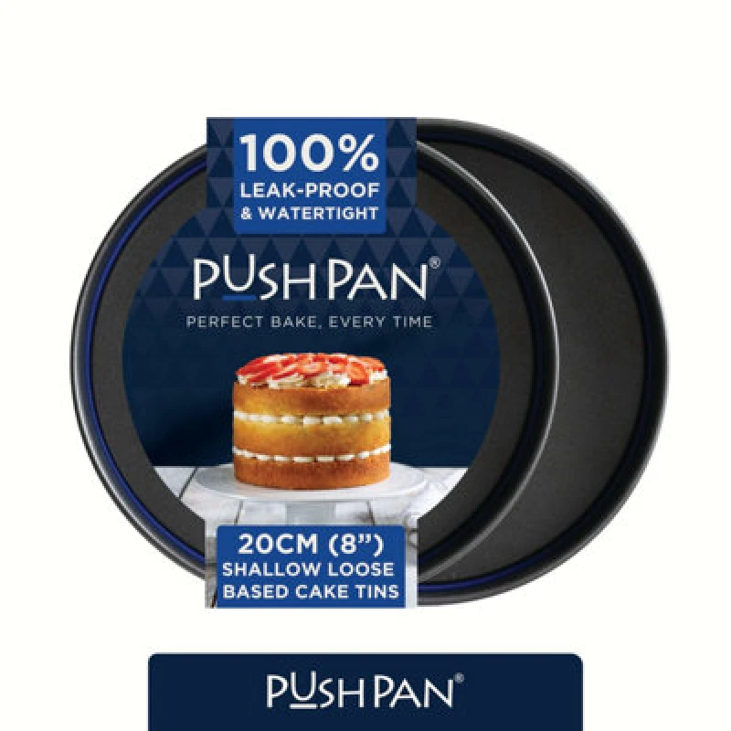 Image of Wham Pushpan Set Of 2 X 8" Shallow Cake Tins Grey/pewter