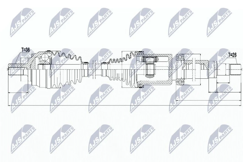 Image of NTY NPW-VV-065 Drive shaft Manual Transmission, Front Axle Right Drive Shaft (13)