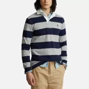 Image of Polo Ralph Lauren Mens Striped Rugby Shirt - League Heather/French Navy - L