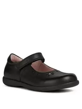 Image of Geox Naimara Girls Velcro Strap School Shoe, Black, Size 13 Younger