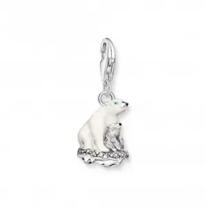Image of Sterling Silver Enamel Zirconia Ice Bears Charm 1911-691-7