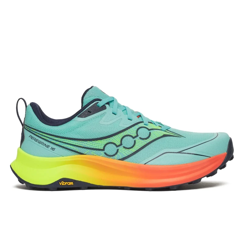 Image of Saucony Peregrine 16 Shoes Blue Orange SS26, Size 41 - EUR