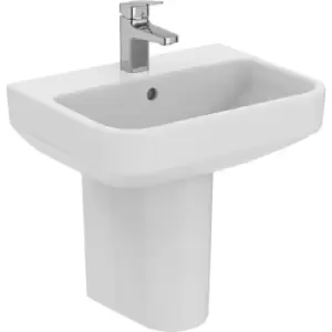 Ideal Standard i. life Compact Basin and Semi-Pedestal 50cm 1 Tap Hole in White Ceramic