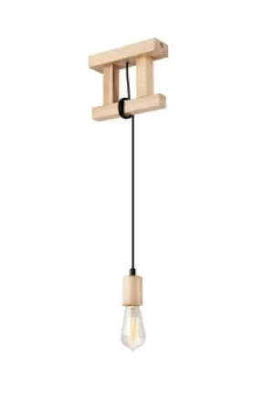 Image of Leon Industrial Slim Pendant Ceiling Lights Natural, 1x E27