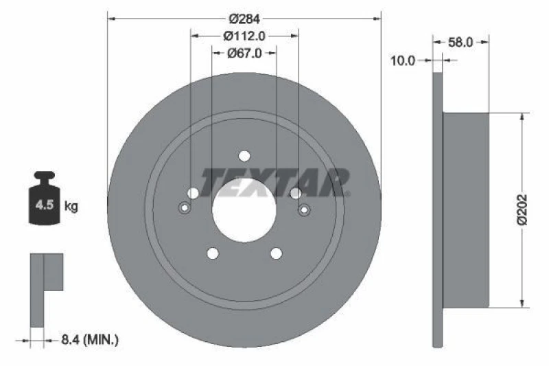 Image of Brake disc TEXTAR 92326603