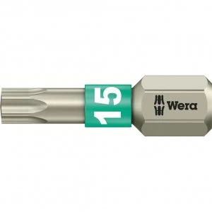 image of Wera Torsion Stainless Steel Torx Screwdriver Bit T15 25mm Pack of 1