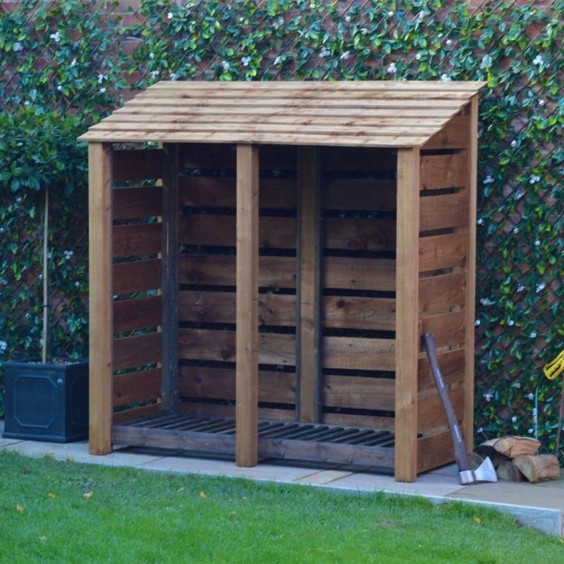 Image of Rutland County Garden Furniture Ltd Hambleton 6ft Log Store - L80 x W180 x H181cm - Rustic Brown Brown Unisex