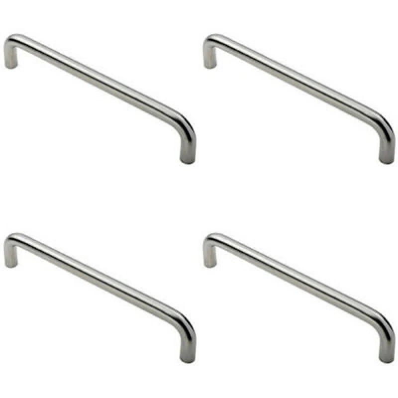 Image of Loops 4x Round D Bar Pull Handle 319 x 19mm 300mm Fixing Centres Satin Steel Metallics unisex