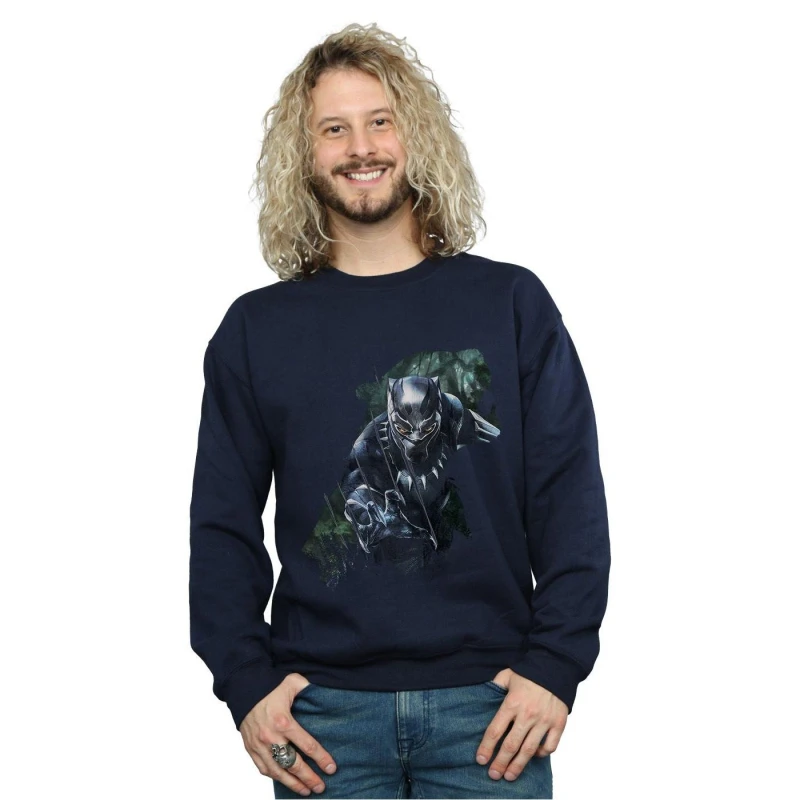 Image of Marvel Marvel Men Black Panther Wild Silhouette Sweatshirt in Navy Size: Small Navy S Male 5057736571156
