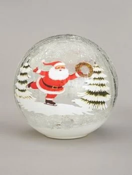 image of Festive 20Cm Battery Operated Lit Crackle Ball Santa