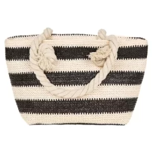 image of Straw Weave Striped Handbag Black