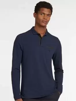 Image of Barbour Essential L/s Pocket Polo Shirt, Navy Size M Men