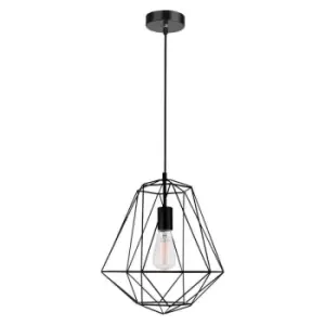 Image of Merano Arvada 35cm Wire Frame Pendant Ceiling Light Black Metal LED E27