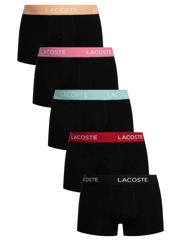 Image of Lacoste 5 Pack Cotton Stretch Trunks Black (Black/Red/Green/Pink/Orange) L