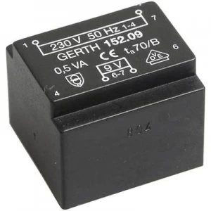 Image of PCB mount transformer 1 x 230 V 1 x 9 V AC 0.50 VA 55 mA