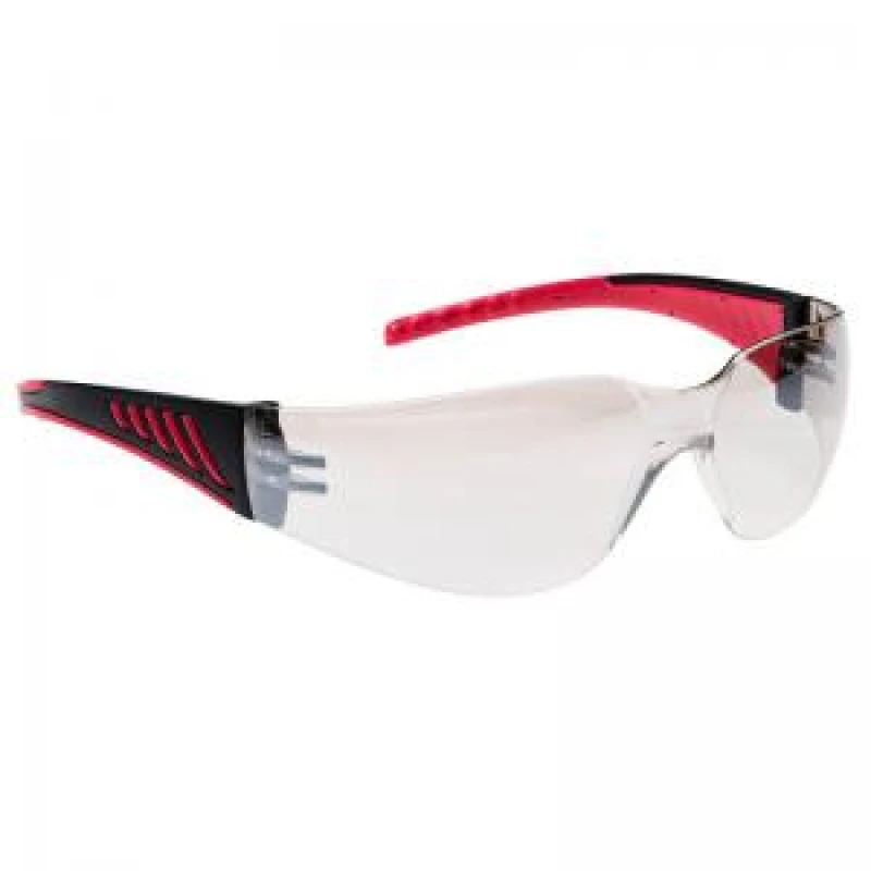 Image of Portwest Wrap Around Pro Safety Glasses PR32MIR Frame: Red