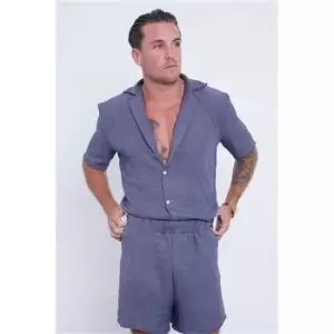 Image of I Saw It First Mid Blue Linen Resort Shorts - Blue