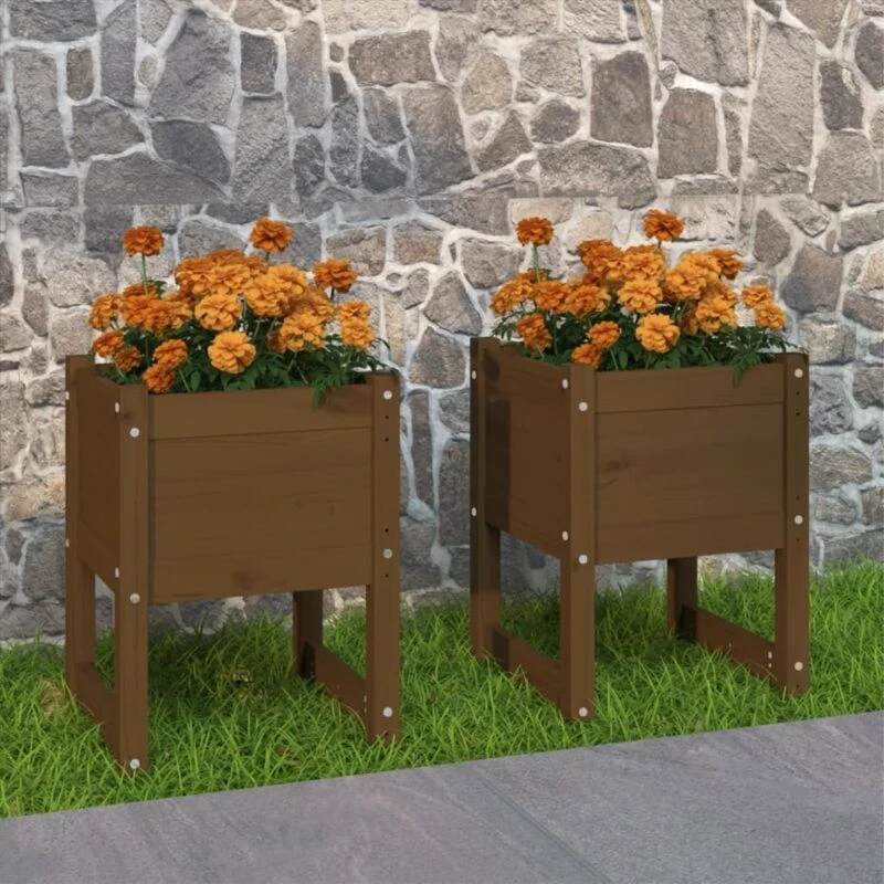 Image of vidaXL Planters 2pc Honey Brown 40x40x52.5 cm, Brown 822114