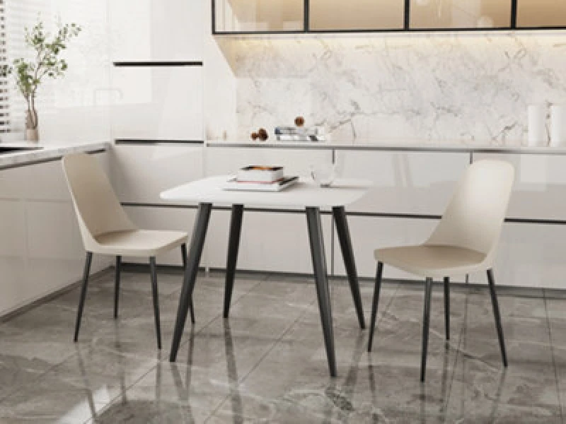 Image of Core Products Aspen White 80Cm Square Dining Table With 2 Calico Plastic Duo Design Chairs
