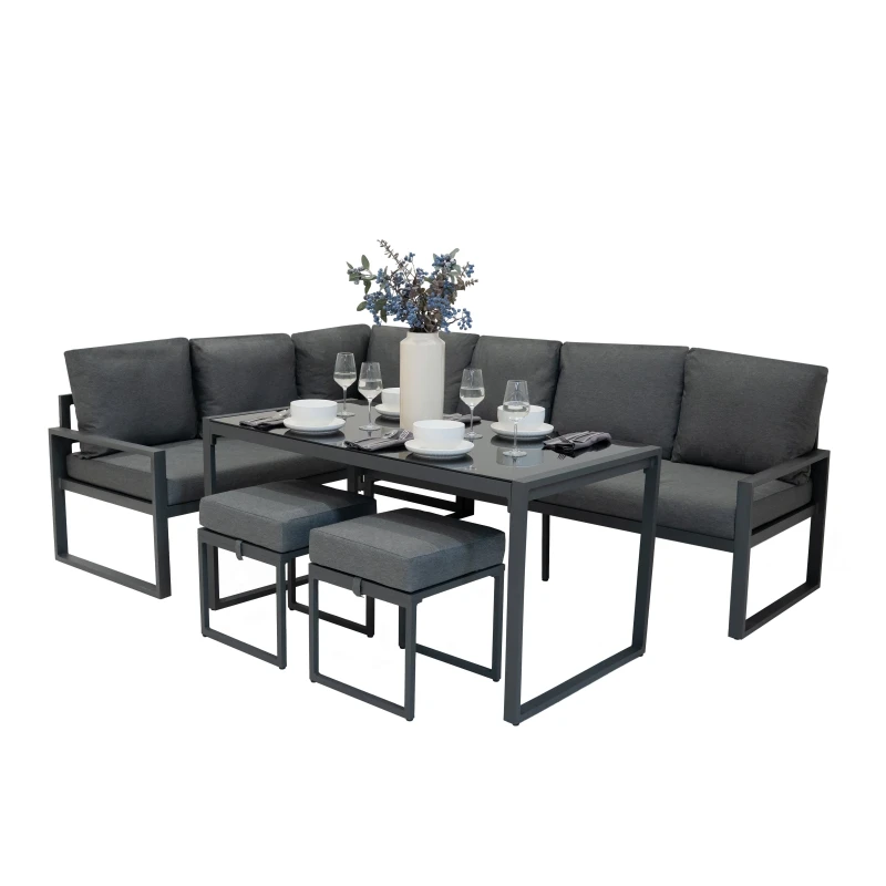 Image of Monstershop Aluminium Corner Sofa Set - Anthracite Grey Grey Unisex