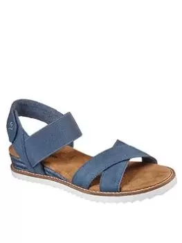 image of Skechers Desert Kiss Peaks & Valleys Flat Sandals, Blue, Size 3, Women