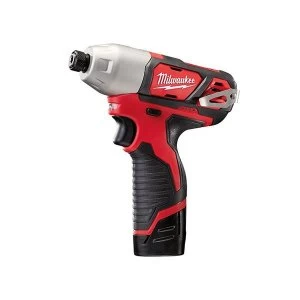 image of Milwaukee Power Tools M12 BID-202C Sub Compact 1/4in Impact Driver 12V 2 x 2.0Ah Li-ion