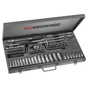 Image of Facom J.451EP 58 Piece 3/8" Drive Socket and Bit Set Metric 3/8"
