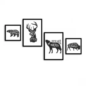 Image of 4PSCT-09 Multicolor Decorative Framed MDF Painting (4 Pieces)