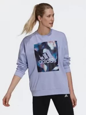 Image of adidas U4u Soft Knit Sweatshirt, Purple, Size XS, Women