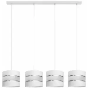 image of Helam Helen Straight Bar Pendant Ceiling Light White, Silver 100cm