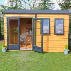 image of 10' x 10' Double Door with Two Opening Windows Dip Treated Garden Studio Summerhouse - Shire