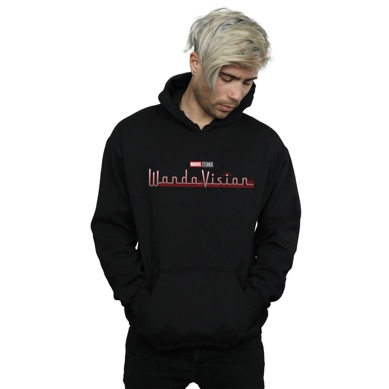 Image of Marvel Marvel Men WandaVision Logo Hoodie in Black Size: Small Black S Male 5059568799081
