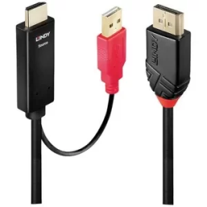 Image of LINDY Cable DisplayPort plug, HDMI-A plug, USB-A plug 0.5 m Black 41424 DisplayPort cable