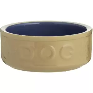 Image of Mason Cash Cane and Blue Lettered Dog Bowl 18cm